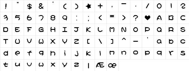Kirby No Kira Kizzu (BRK) Regular font glyphpreview
