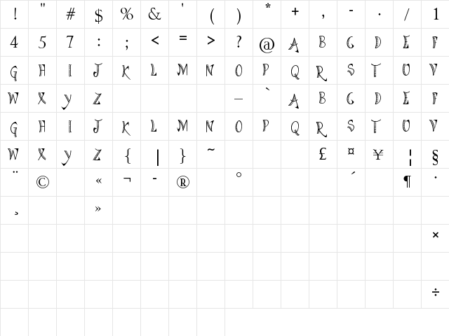 Ladies Night Regular font glyphpreview