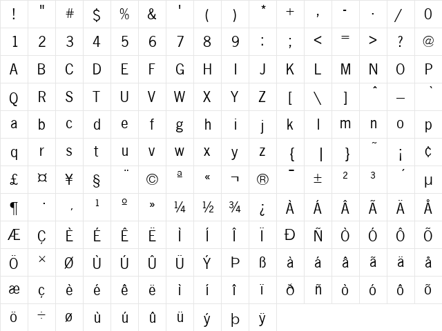NewsGothic Normal font glyphpreview