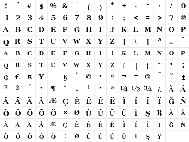 TR Atlantic Inline Normal font glyphpreview