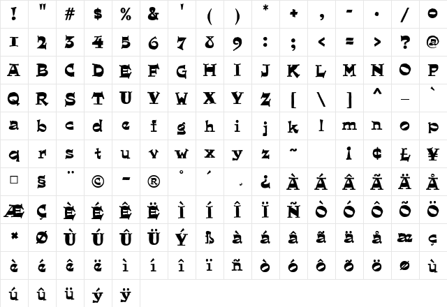 Quaint Regular font glyphpreview