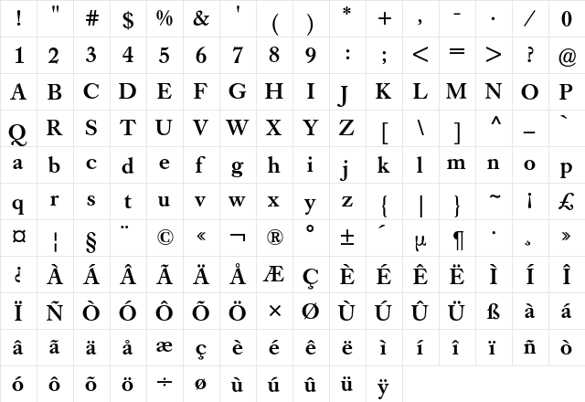 Caslon Buch BQ Regular font glyphpreview