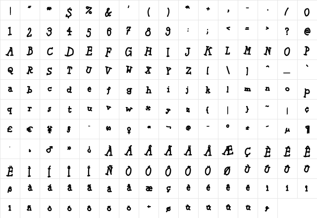 SketchingSlabBold Regular font glyphpreview