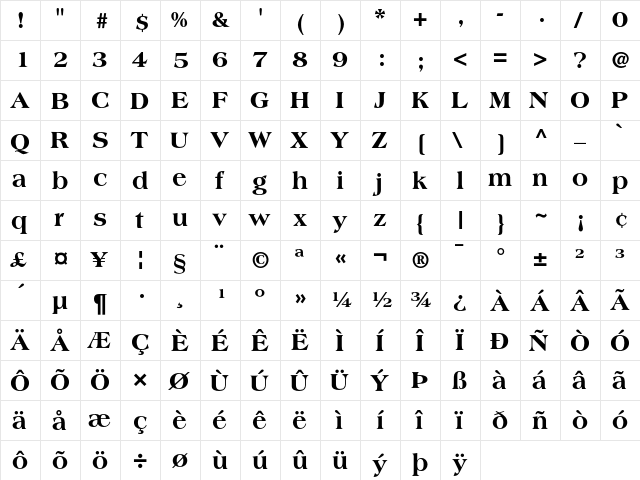 Americana Extra Bold font glyphpreview