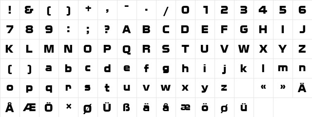 Nissan Regular font glyphpreview