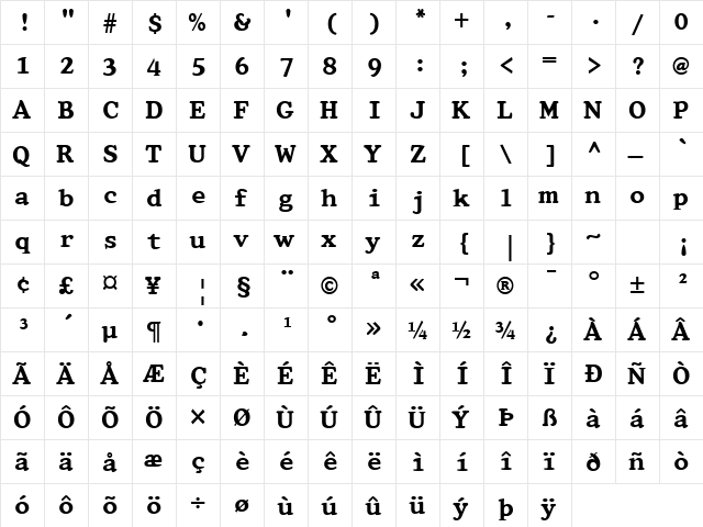 FZ ROMAN 32 Normal font glyphpreview