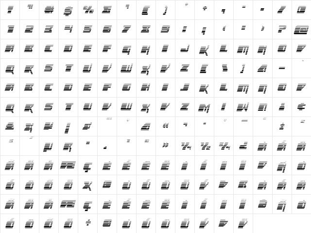 Space Runner Gradient Italic Regular font glyphpreview