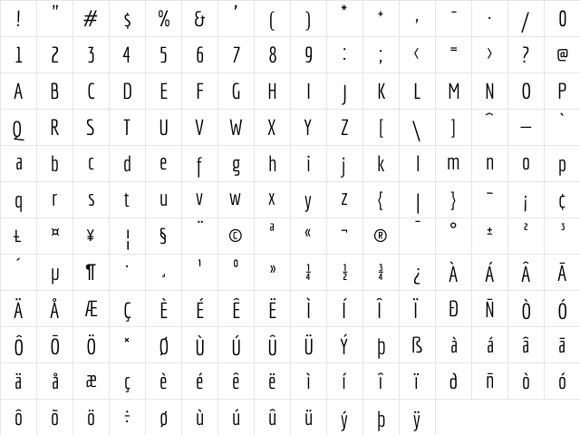Economica Regular font glyphpreview
