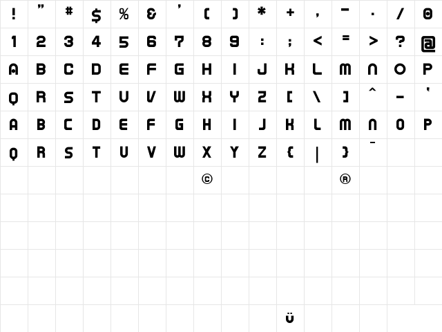 TAPEMAN Regular font glyphpreview