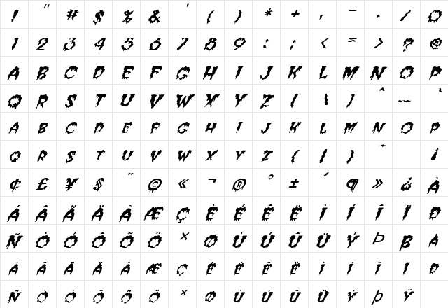 FZ UNIQUE 10 WAVEY ITALIC Normal font glyphpreview