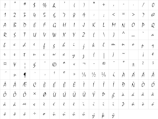 Mistral ITC Std Light Regular font glyphpreview
