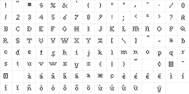 NeedlePointSew-Plain Regular font glyphpreview