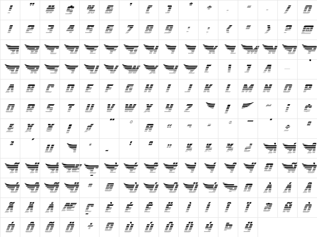 American Kestrel Gradient Regular font glyphpreview