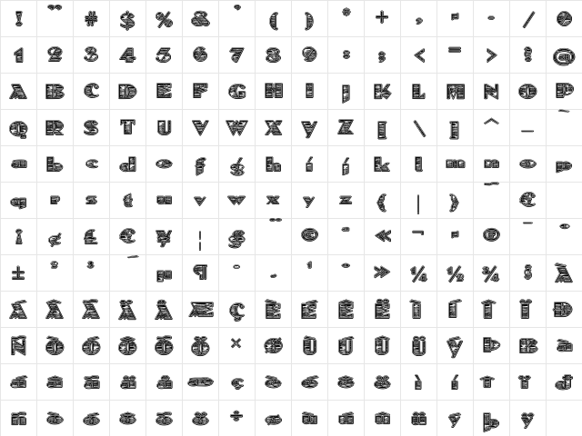 SkuareNot 'BongoWood' Regular font glyphpreview