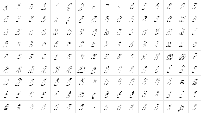FZ JAZZY 14 SHADOW ITALIC Normal font glyphpreview
