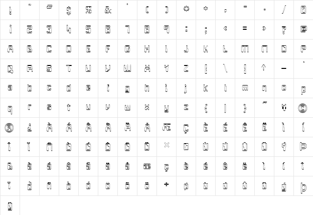FZ DIGITAL 5 HOLLOW Normal font glyphpreview