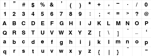 TnFntB10 Regular font glyphpreview