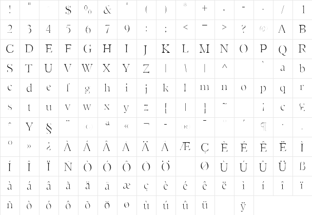 Slimfit SF Regular font glyphpreview