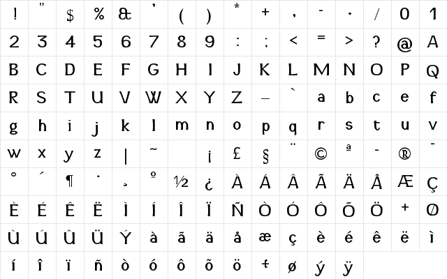 Snidane Regular font glyphpreview