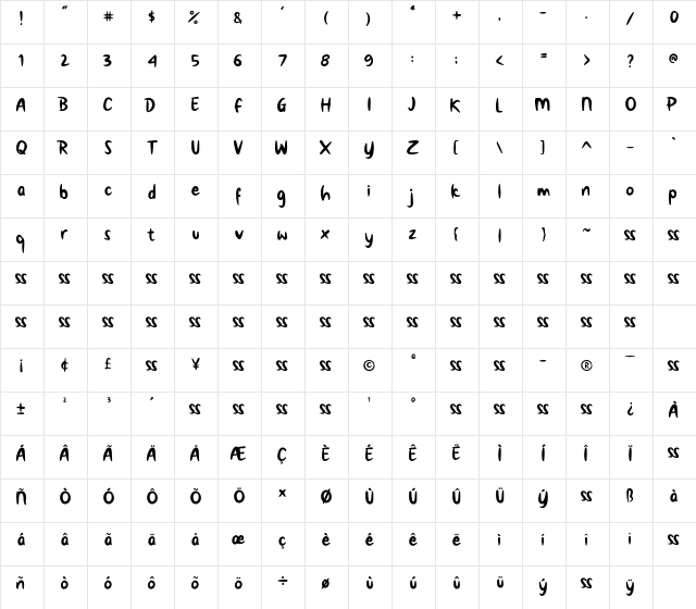 Rush Creamy Regular font glyphpreview