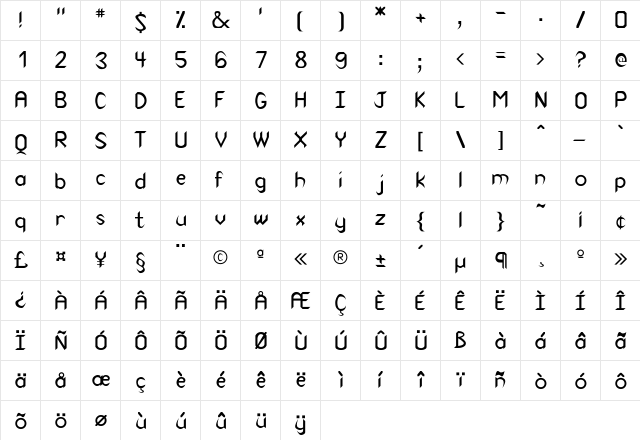 Canasta Regular font glyphpreview