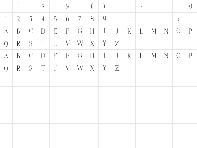 Elizabeth Cn Regular font glyphpreview