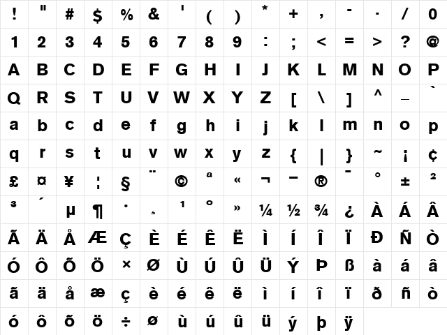 AkzidenzGrotesk Regular font glyphpreview