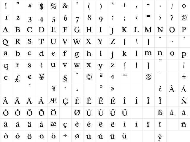 CasablancaAntique Regular font glyphpreview