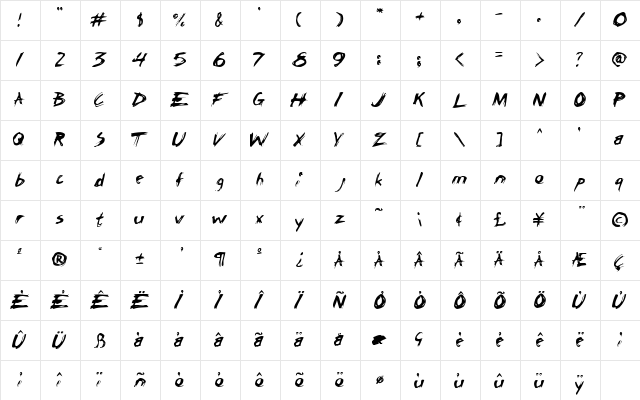 ChickenScratch Regular font glyphpreview