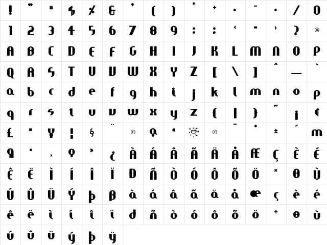 FastGirls Regular font glyphpreview