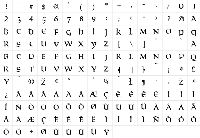 Solemnis Regular font glyphpreview