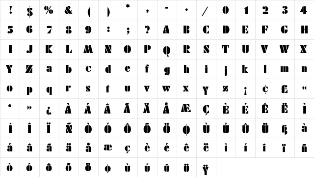 FuturaBlackEF Regular font glyphpreview