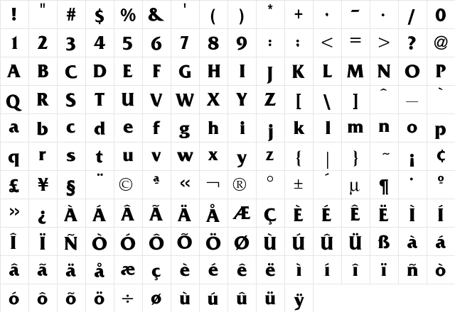 Friz QuadrataBold font glyphpreview
