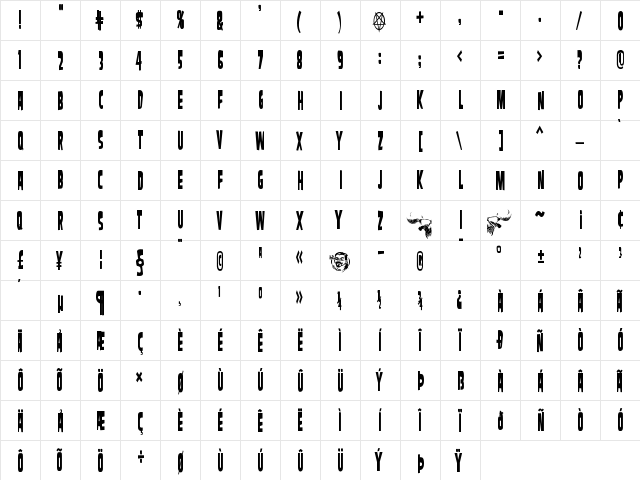 SamdanCondensed Regular font glyphpreview