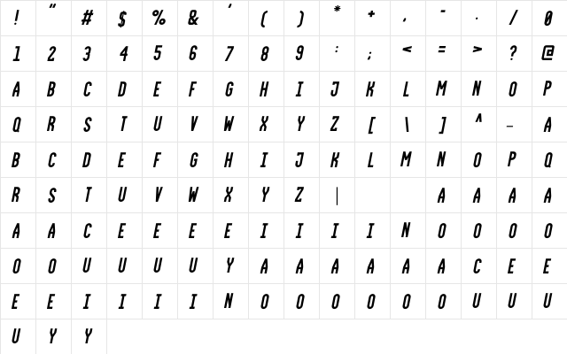 FrederickSans Italic font glyphpreview