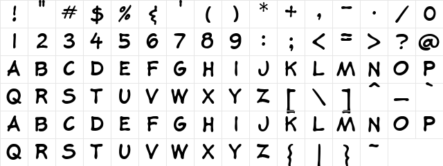 Moon Writer Regular font glyphpreview