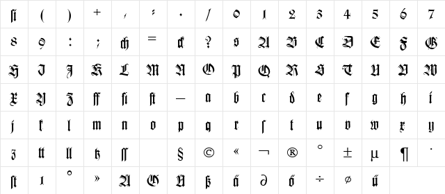 KochFraktur DB Regular font glyphpreview