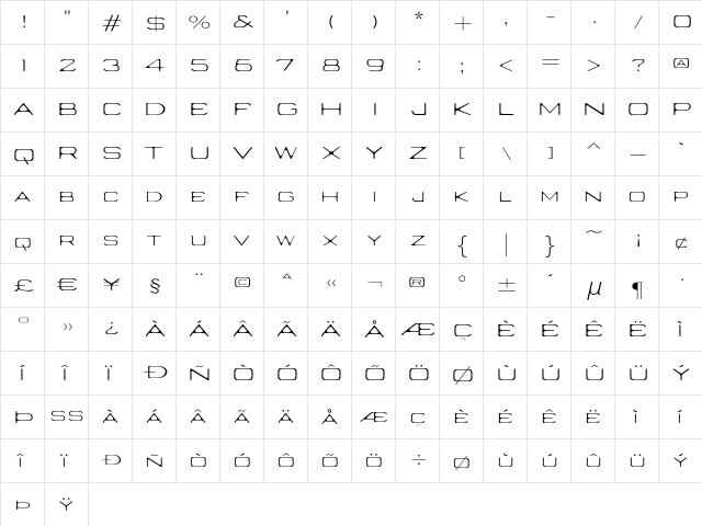Nedian ExtraLight font glyphpreview