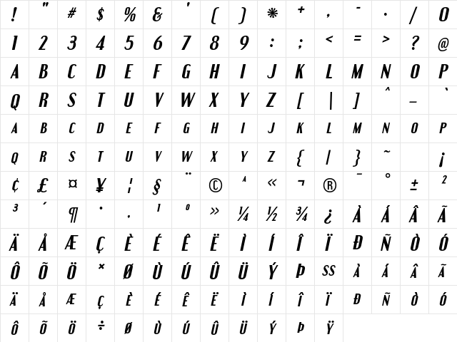 Engebrechtre Bold Italic font glyphpreview