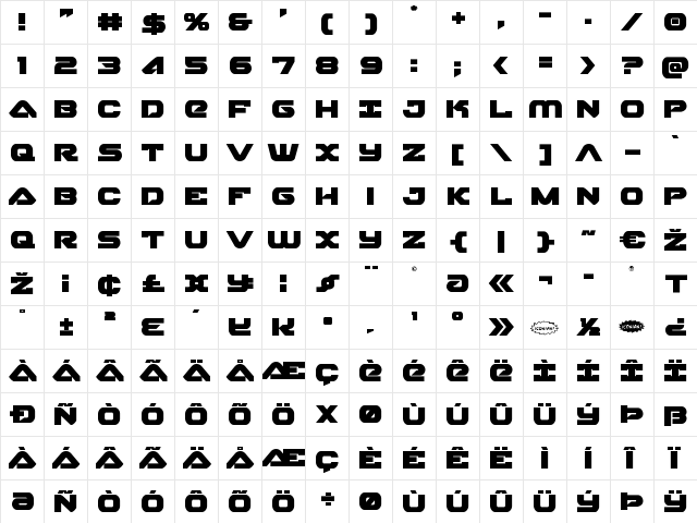 Skyhawk Regular font glyphpreview