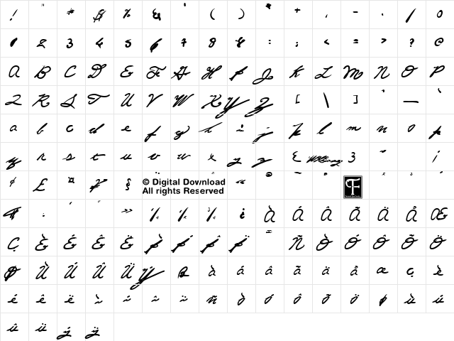 Kid Written Regular font glyphpreview