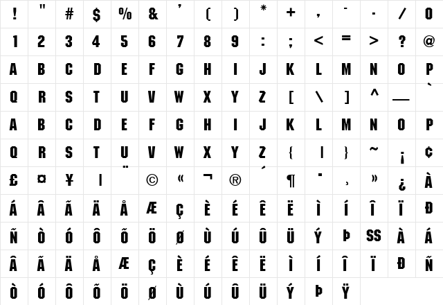 Motor Regular font glyphpreview