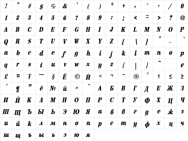 SentryCondBlack Italic font glyphpreview