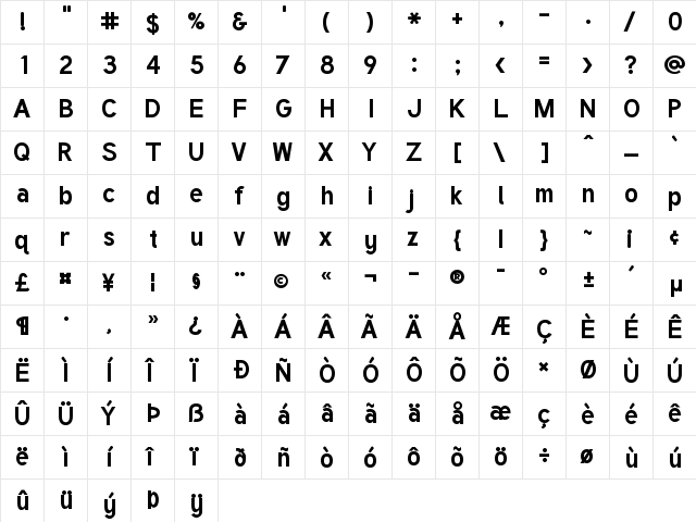 Tuffy Bold font glyphpreview