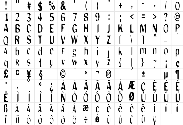 MonkeyCaughtStealing Elong font glyphpreview