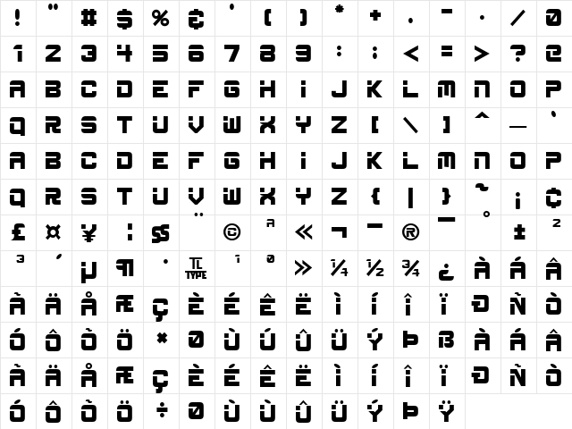 ESP Regular font glyphpreview