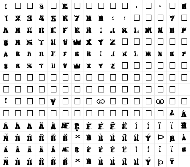 FZ WARPED 22 EX Normal font glyphpreview