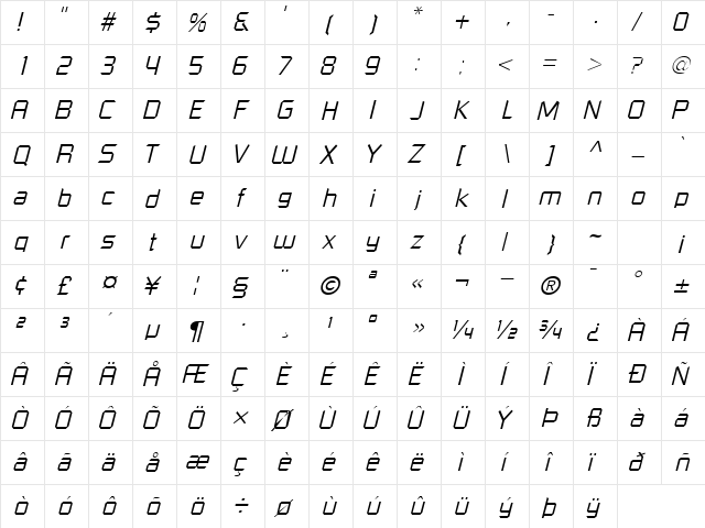 ShoestringLightSSK Italic font glyphpreview