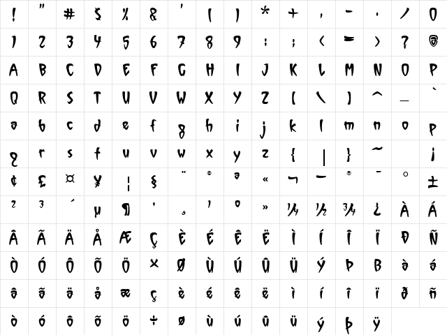 Vinyl ITC TT Regular font glyphpreview