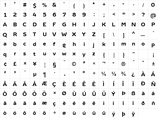 Regave DemiBold font glyphpreview